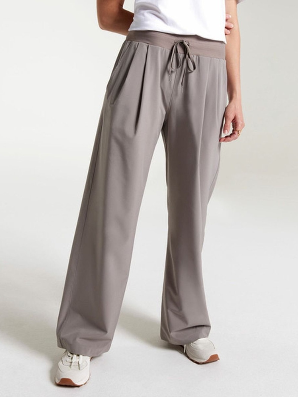 Calia Truelight Relaxed Wide-Leg Drawstring Pants - Taupe S
